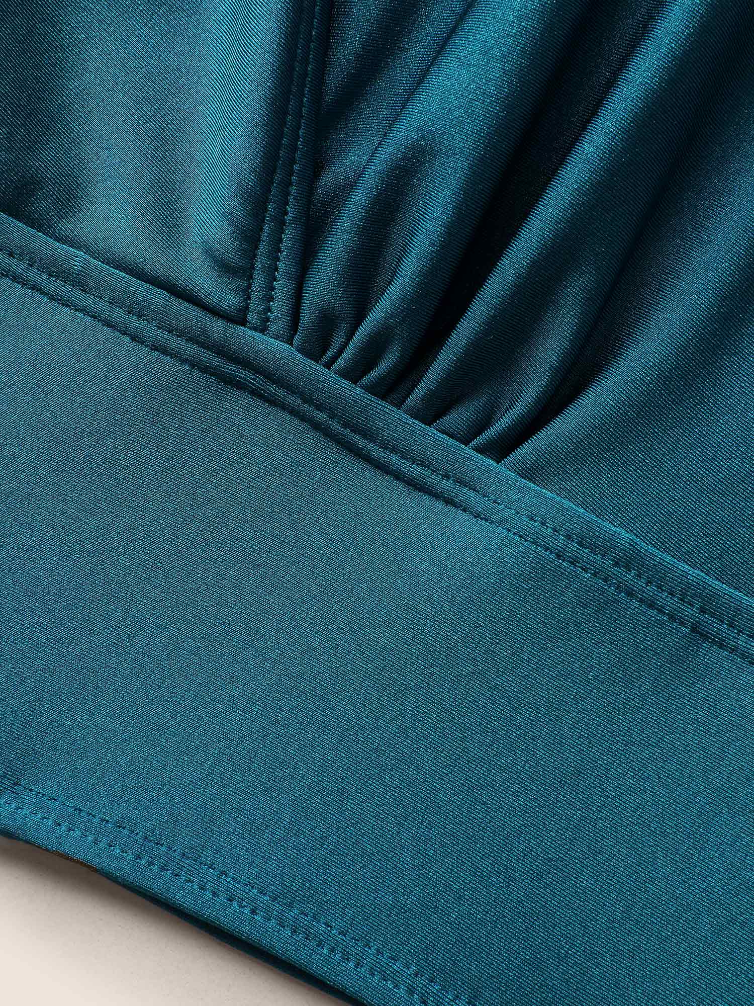 Solid Wrap Ruffle Cap Sleeve Swim Top