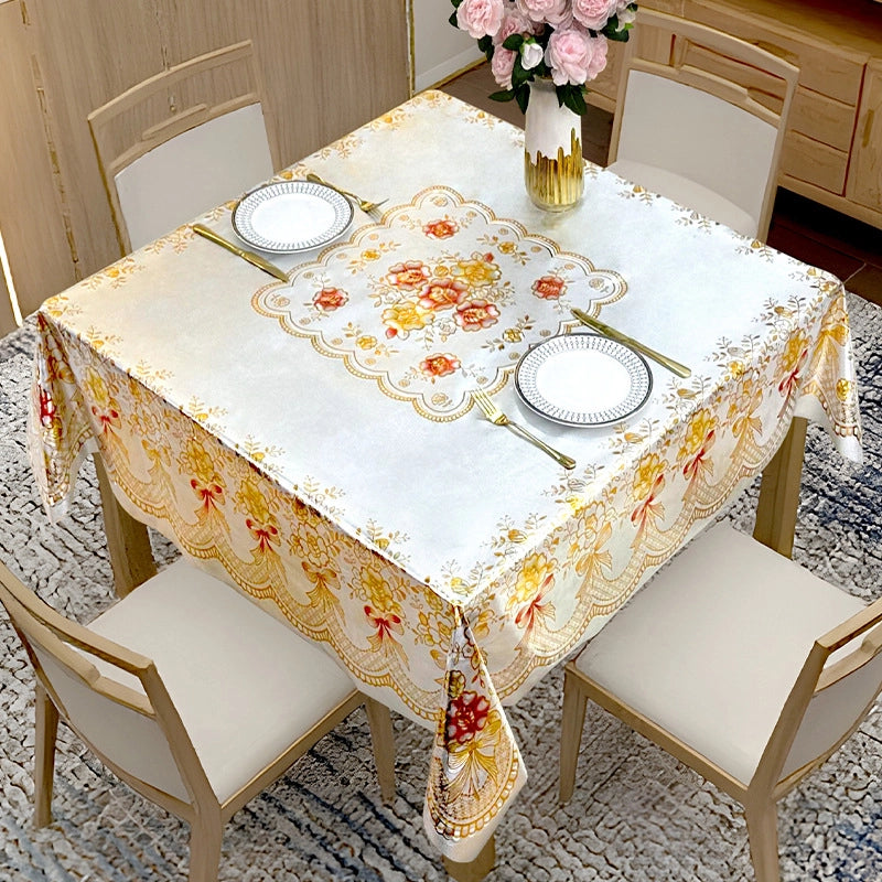 Elegant Classic Style Geometric Flower PVC Tablecloths Artificial Decorations