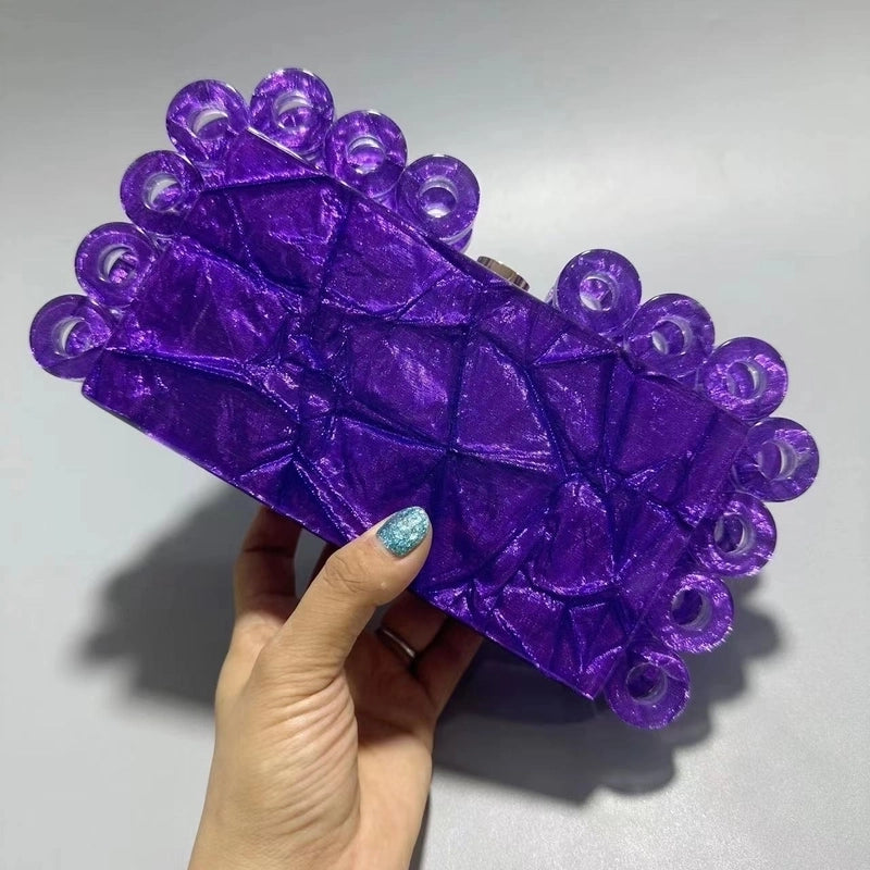 Blue Purple Rose Gold Arylic Solid Color Evening Bags