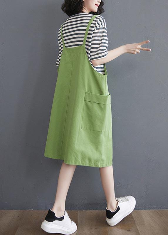 Two piece 2021 summer new strap skirt + striped T-shirt