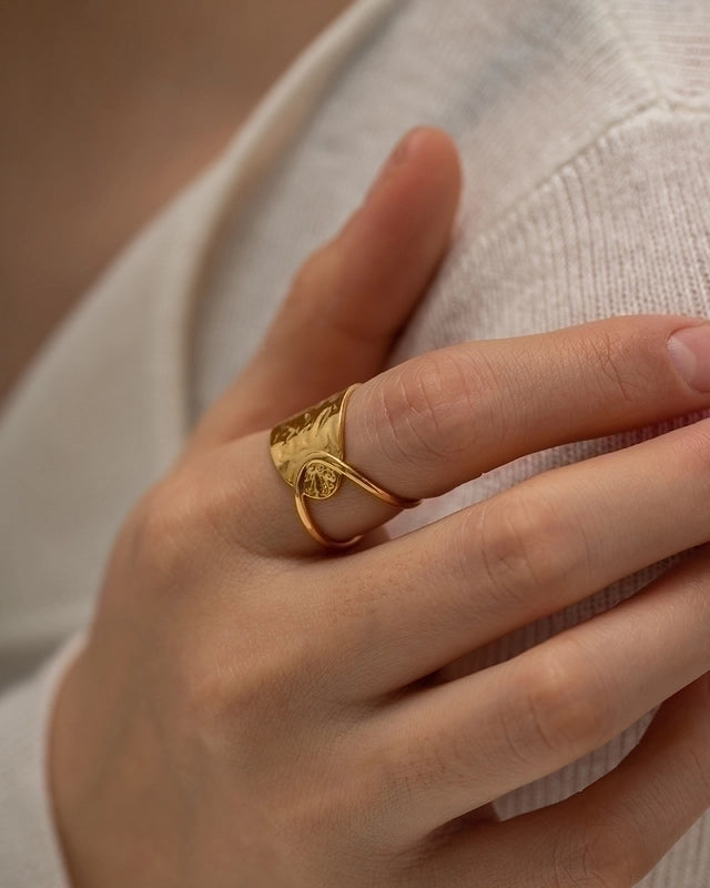 Retro Geometric 304 Stainless Steel Plating Open Ring
