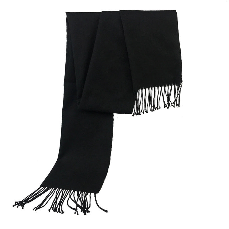Autumn And Winter New Tassel Men's Scarf Double-sided Cashmere Scarf Long Tassel Warm Lovers Scarf