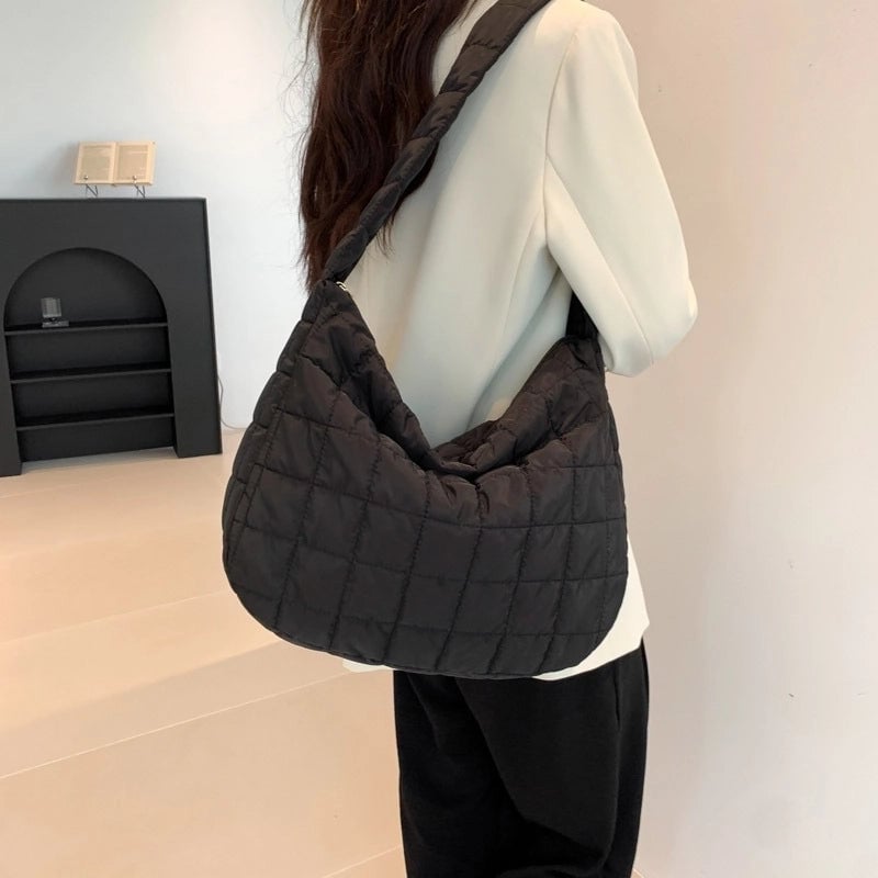 Women's All Seasons Cotton Solid Color Streetwear Square Zipper Shoulder Bag