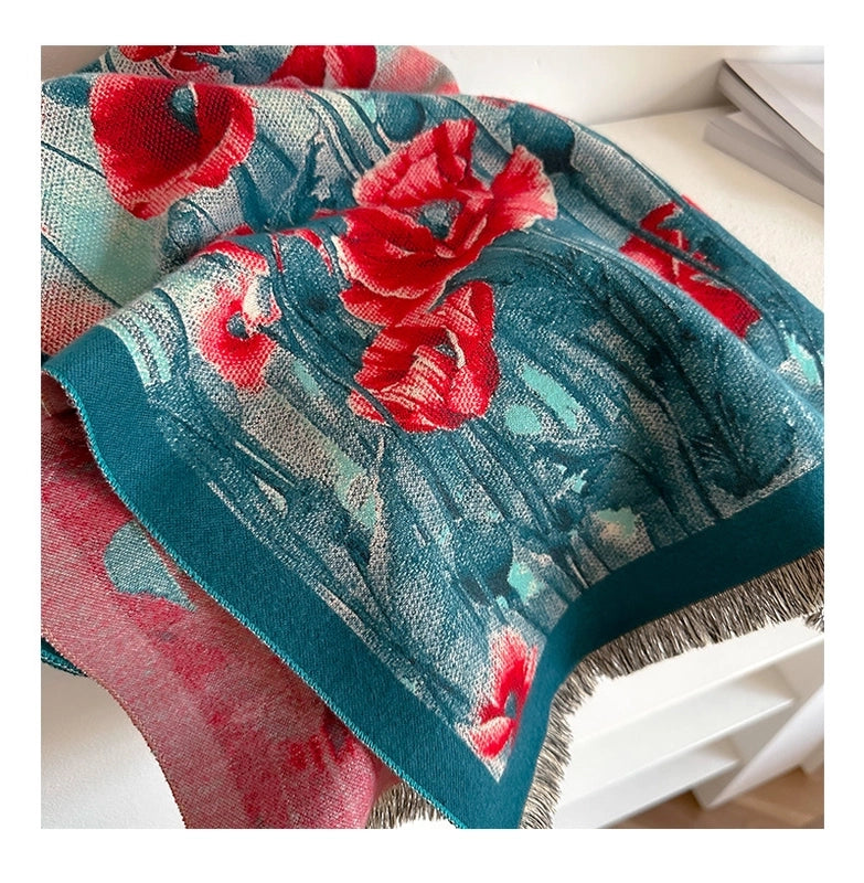 Women's Streetwear Flower Imitation Cashmere Scarf