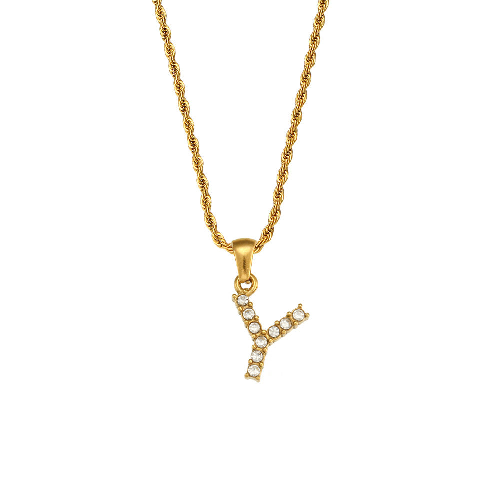 Fashion Round Number Text Letter Stainless Steel 18K Gold Plated Necklaces