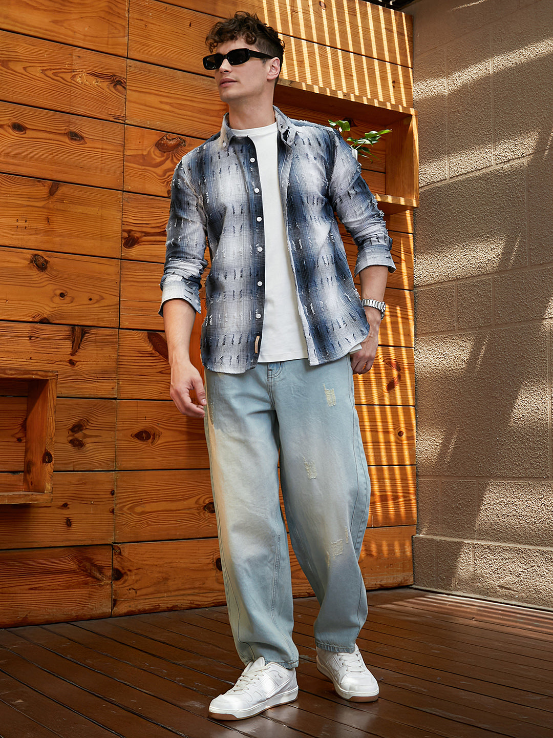 Distressed-Check Shirt