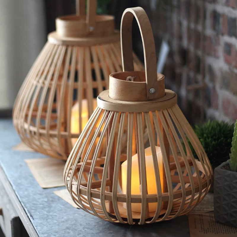 HANDMADE BAMBOO WIND LANTERN CANDLE HOLDER ORNAMENT