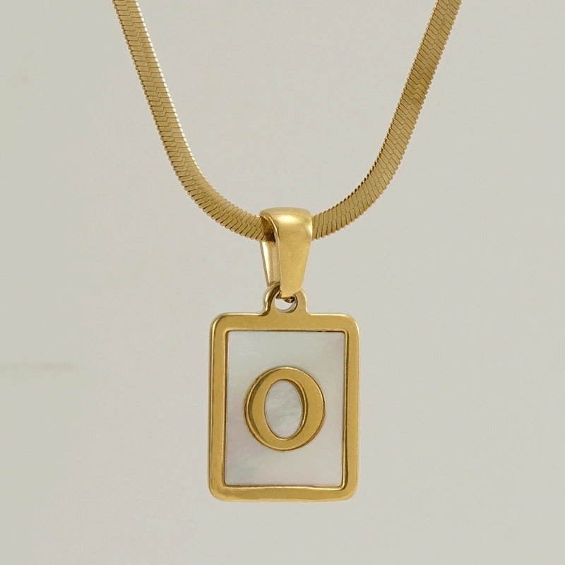 Stainless Steel 18K Gold Plated Casual  Plating Inlay Letter Shell Pendant Necklace