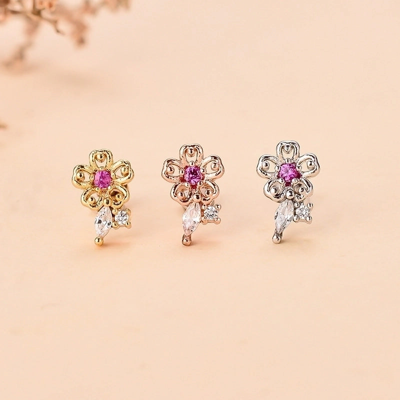 Minimalist Star Heart Shape Stainless Steel Copper Plating Inlay Zircon Ear Studs 1 Piece
