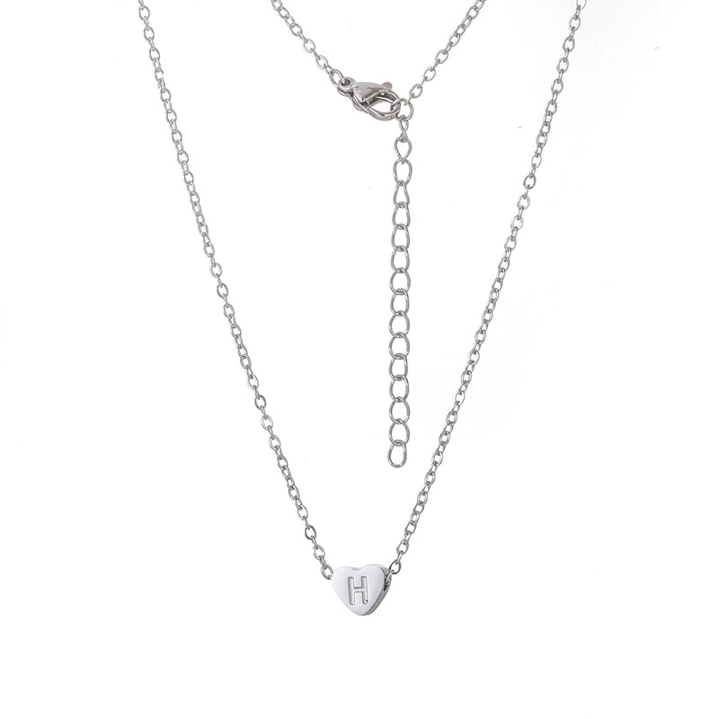 Stainless Steel Titanium Steel 18K Gold Plated Minimalist Letter Heart Shape None Pendant Necklace