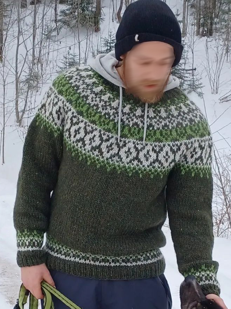 Men's Vintage Knitted Jacquard Crew Neck Sweater