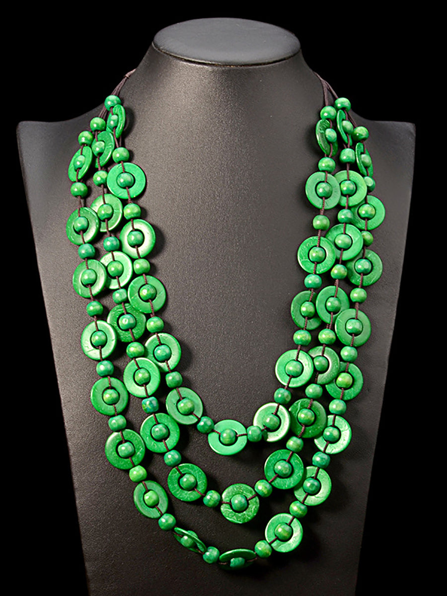 Bohemia Wooden Bead Weave Multilayer Necklace
