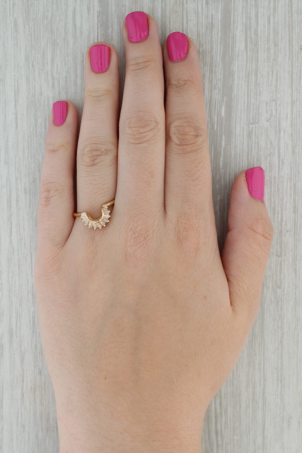 0.43ctw Diamond Baguette Ring Guard Enhancer 14k Yellow Gold Sz 10.25 Wedding