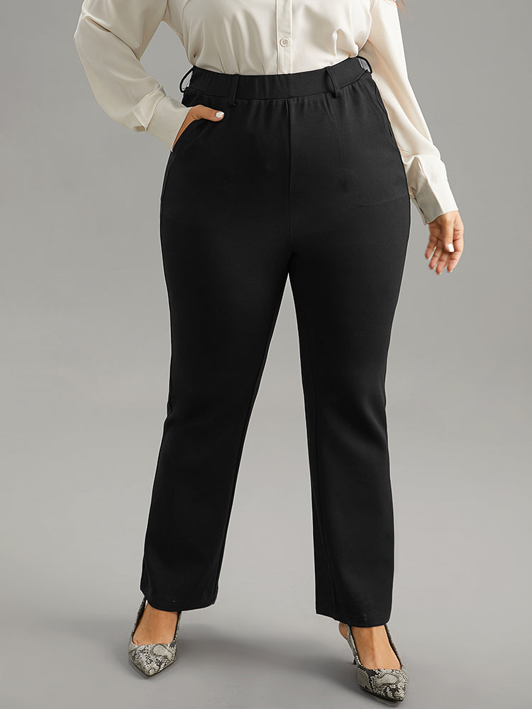 Solid Very Stretchy High Rise Bootcut Thick Pants