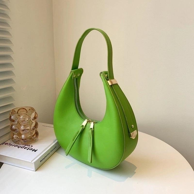 Women's Medium All Seasons Pu Leather Solid Color Streetwear Zipper Handbag