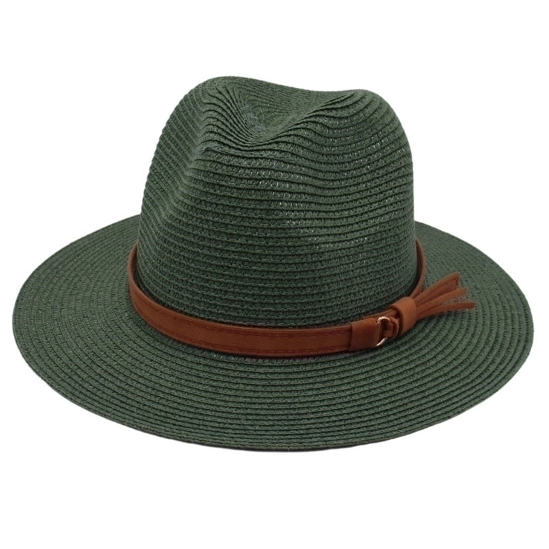 Unisex Pastoral Solid Color Wide Eaves Straw Hat