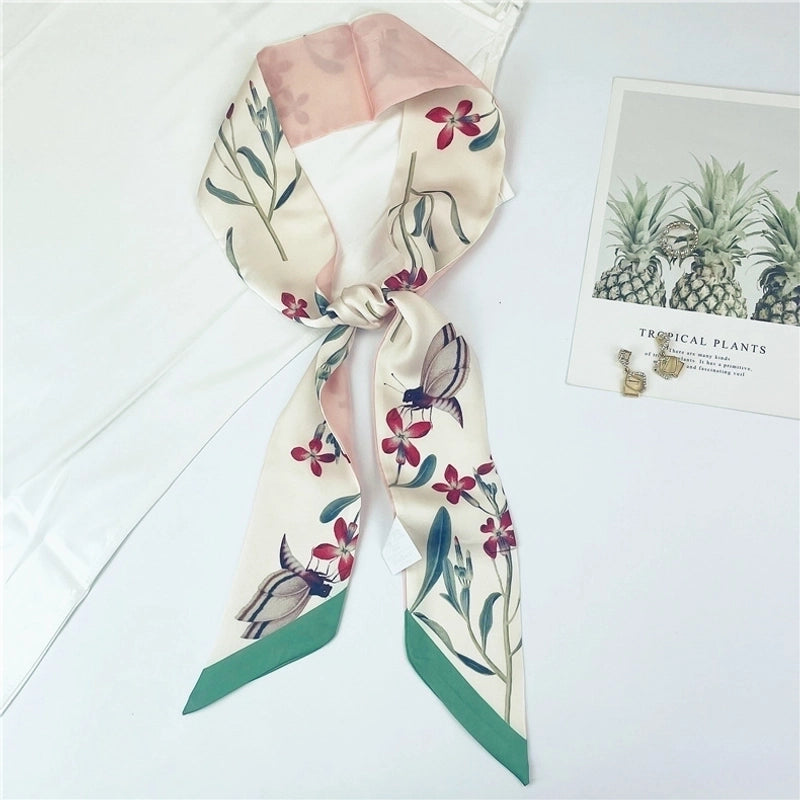 Women's Sweet Flower Satin Silk Scarves
