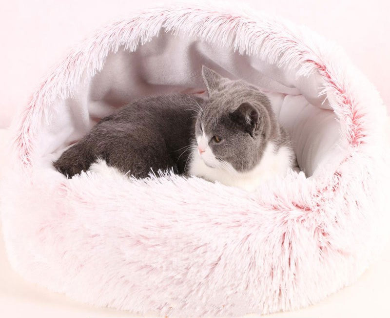 Fluffy Hooded Pet Bed