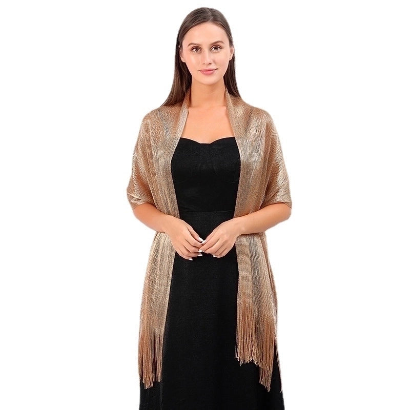 Women's Elegant Solid Color Polyester Tassel Shawls