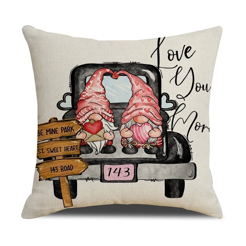 Cute Retro Heart Shape Linen Pillow Cases