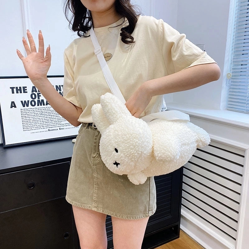 Women's Medium Plush Rabbit Cute Zipper Crossbody Bag