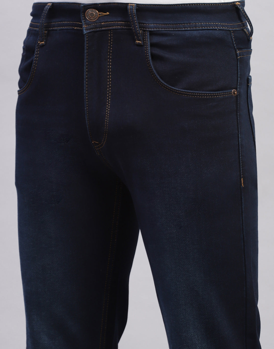 Men Dark Blue Light Wash Narrow Fit Denim