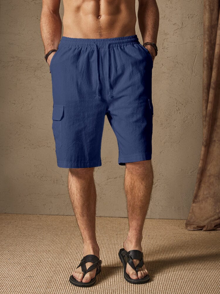 Linen Style Casual Shorts with Pockets