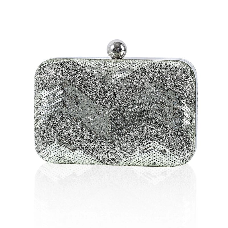 Red Silver Sequin Solid Color Square Evening Bags