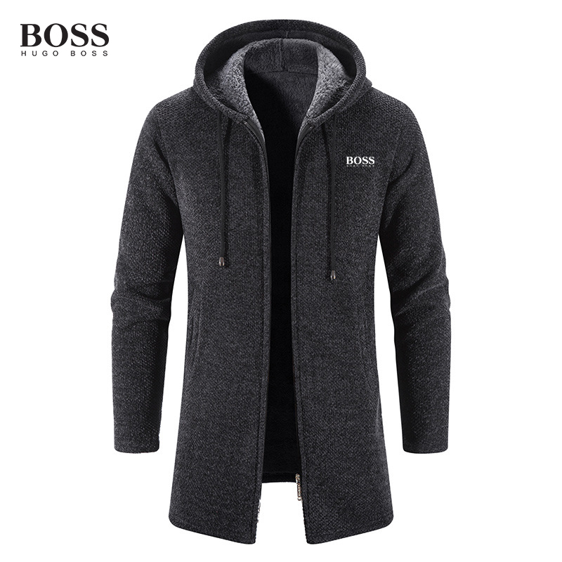 BOSS MEN-S LONG SLEEVE THICKENING CARDIGAN WARM CASUAL JACKET COAT