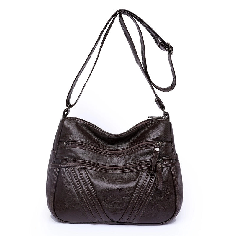 Women's Pu Leather Solid Color Vintage Style Square Zipper Square Bag