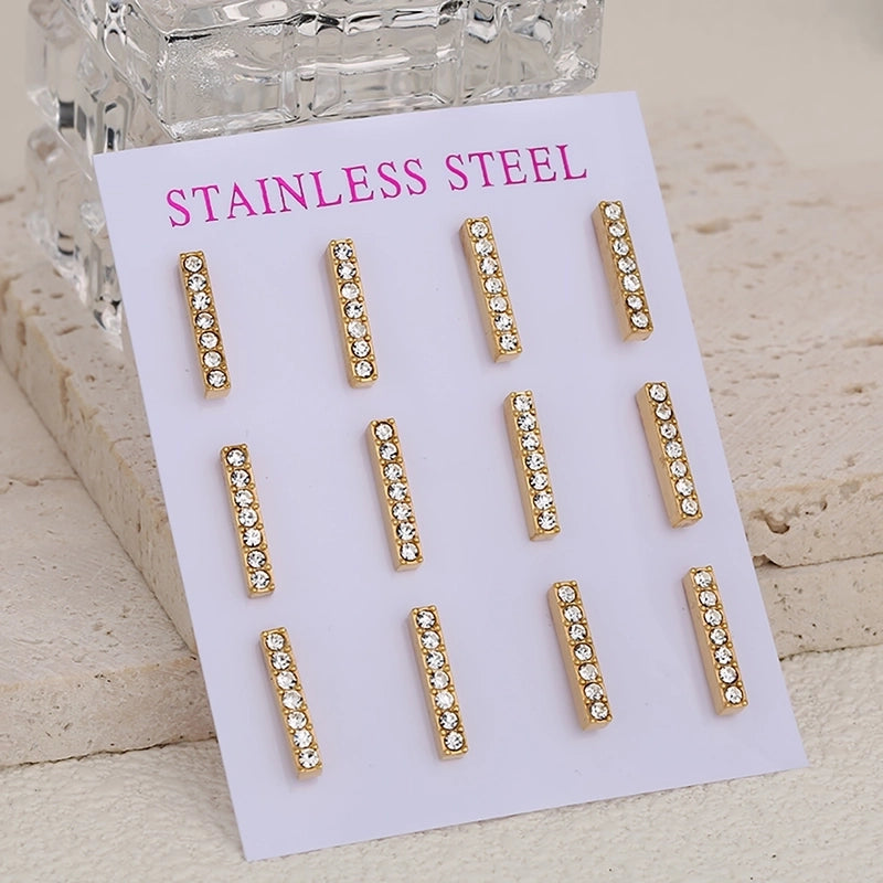1 Set 1 Pair Luxurious Shiny Cross 304 Stainless Steel Ear Studs