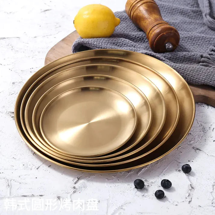 Luxurious SS Round Plate Gold 23 cm