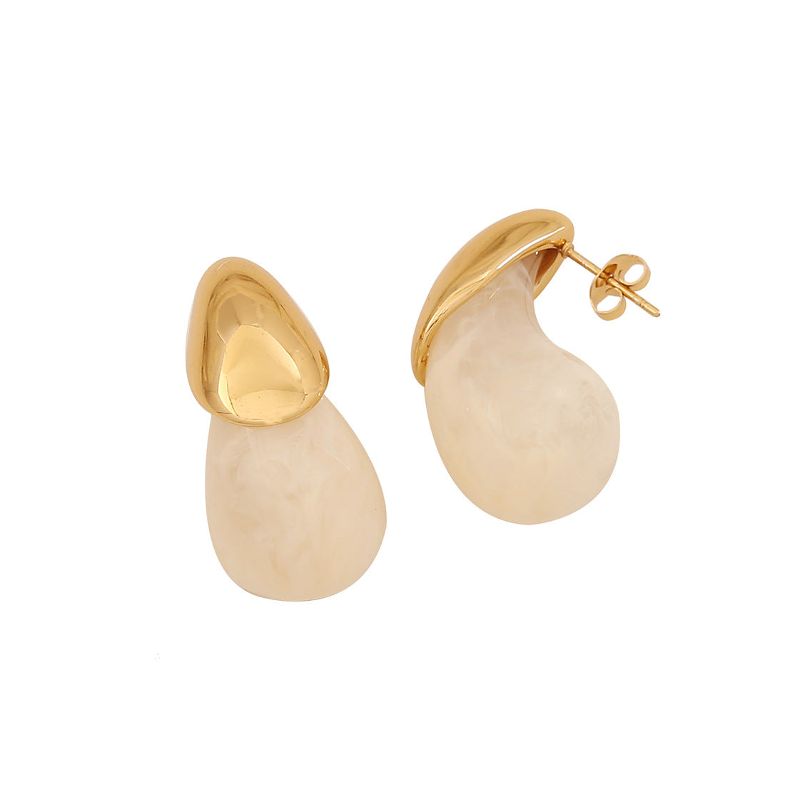 Fashion Droplet Stainless Steel Electroplating Stud Earrings