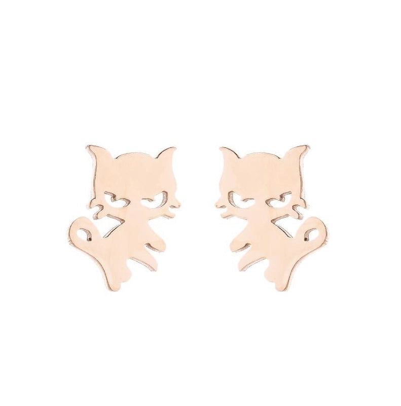 1 Pair Cute Cat Plating 304 Stainless Steel 18K Gold Plated Ear Studs