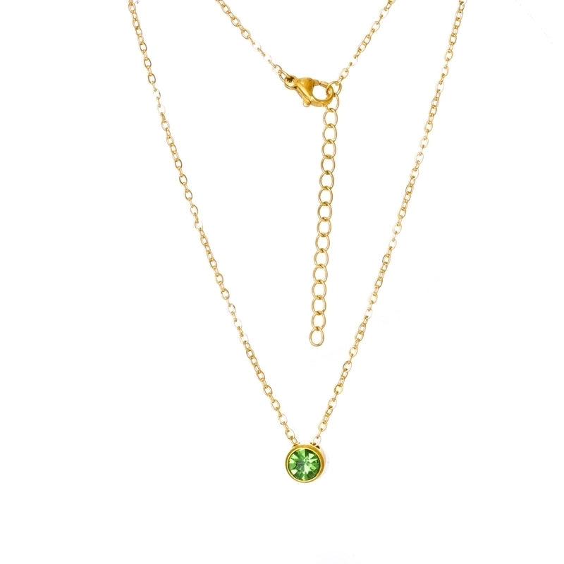 Stainless Steel 18K Gold Plated Rose Gold Plated IG Style Plating Inlay Round Birthstone Pendant Necklace