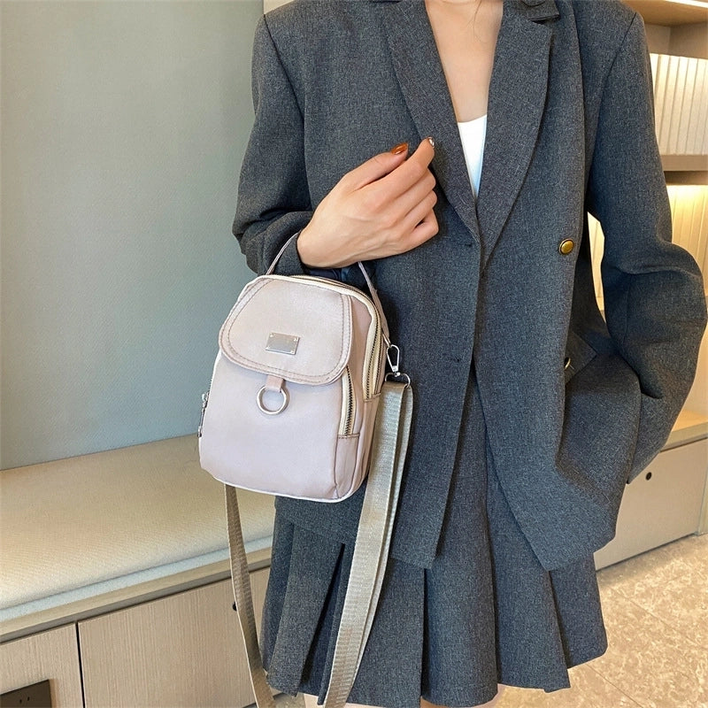Women's Small Nylon Solid Color Basic Zipper Shoulder Bag