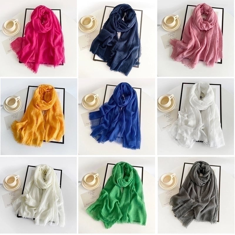 Women's Minimalist Solid Color Imitation Cotton And Linen Silk Scarf