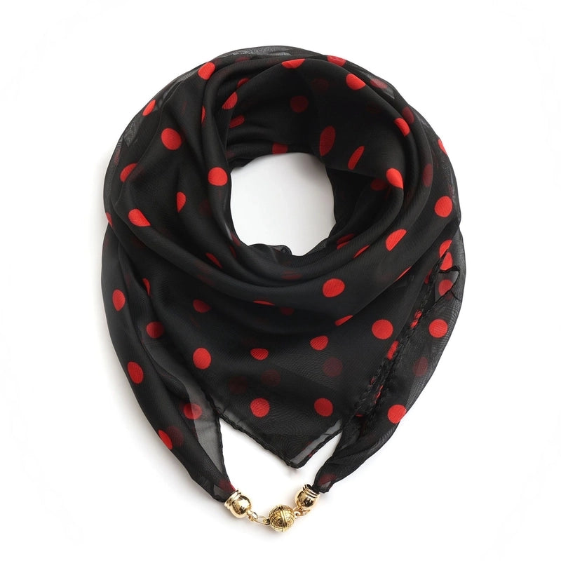 Women's Classic Style Splicing Polka Dots Flower Polyester Printing Silk Scarf