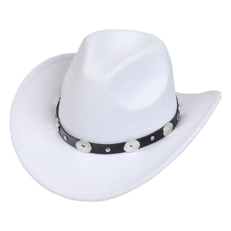 Tibetan Western Denim Top Hat Spring And Autumn New Jazz Hat Big Brim Five-pointed Star Belt Accessories Felt Hat For Men And Women