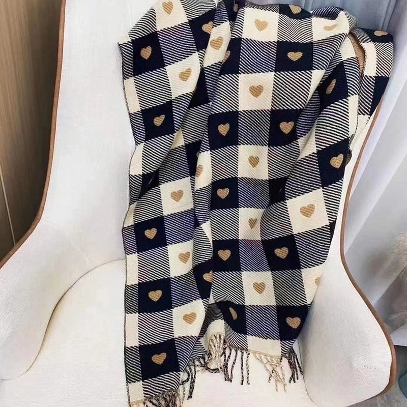 Women's Fashion Houndstooth Heart Shape Polyester Printing Scarf