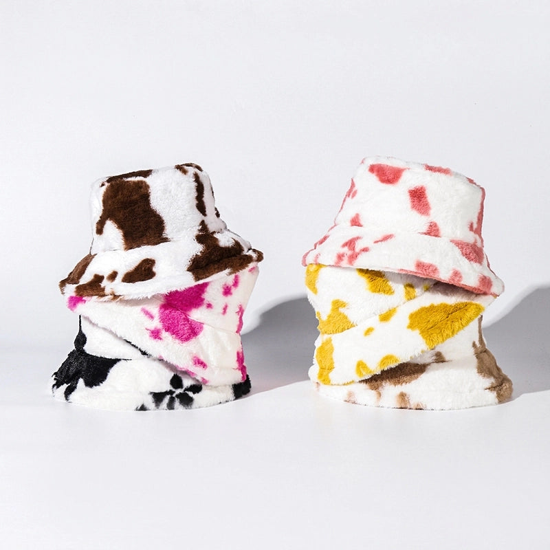 Unisex Vintage Style Cow Pattern Big Eaves Bucket Hat