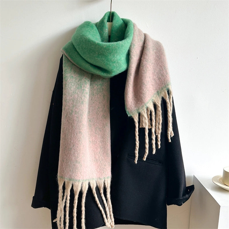 Women's Elegant Basic Minimalist Tassel Imitation Cashmere Polyester Scarf
