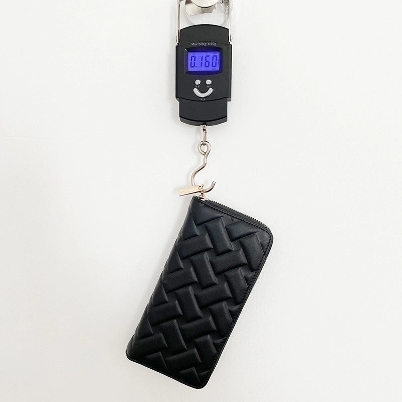 Women's Solid Color Lingge Pu Leather Zipper Wallets
