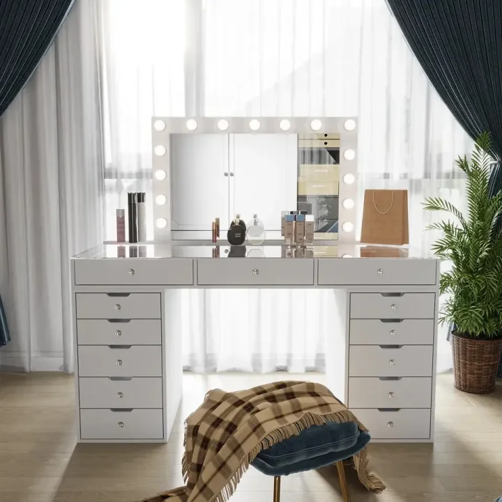 🔥Limited Sale🔥 Vanity Table with Hollywood Mirror