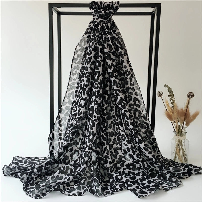 Unisex Retro Ethnic Style Leopard Voile Scarf