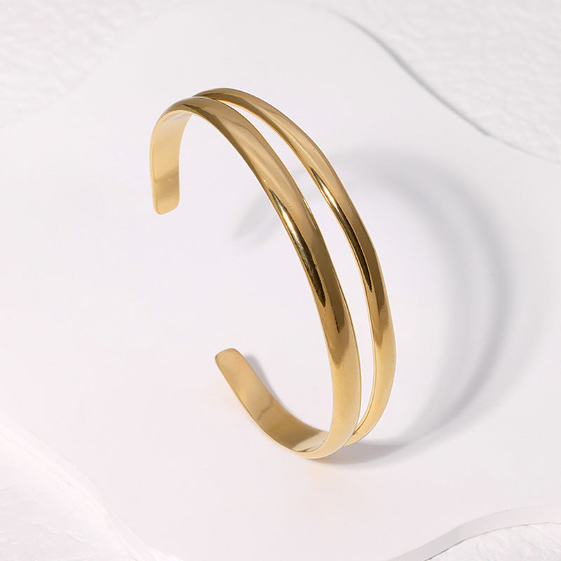 Minimalist Stripe Stainless Steel Electroplating Bangles