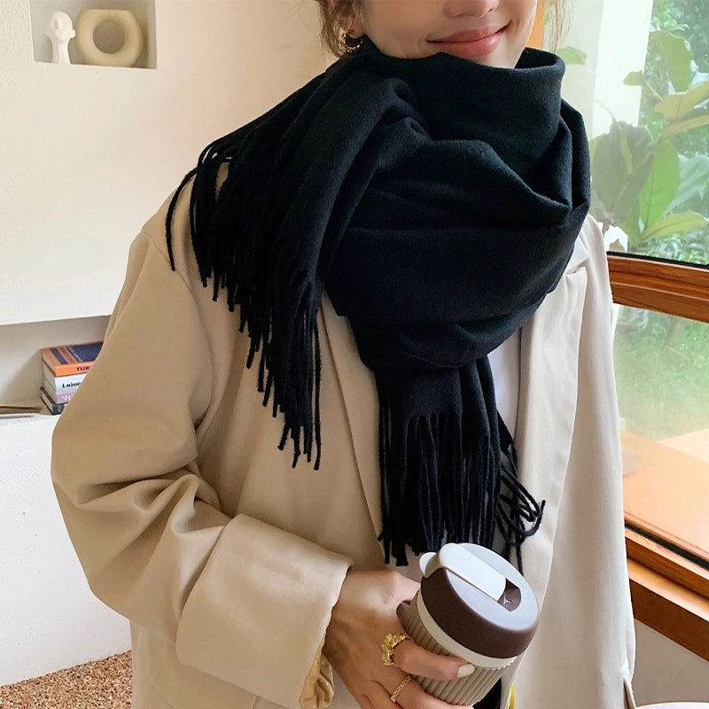 Women's Basic Minimalist Classic Style Solid Color Viscose Fiber Scarf