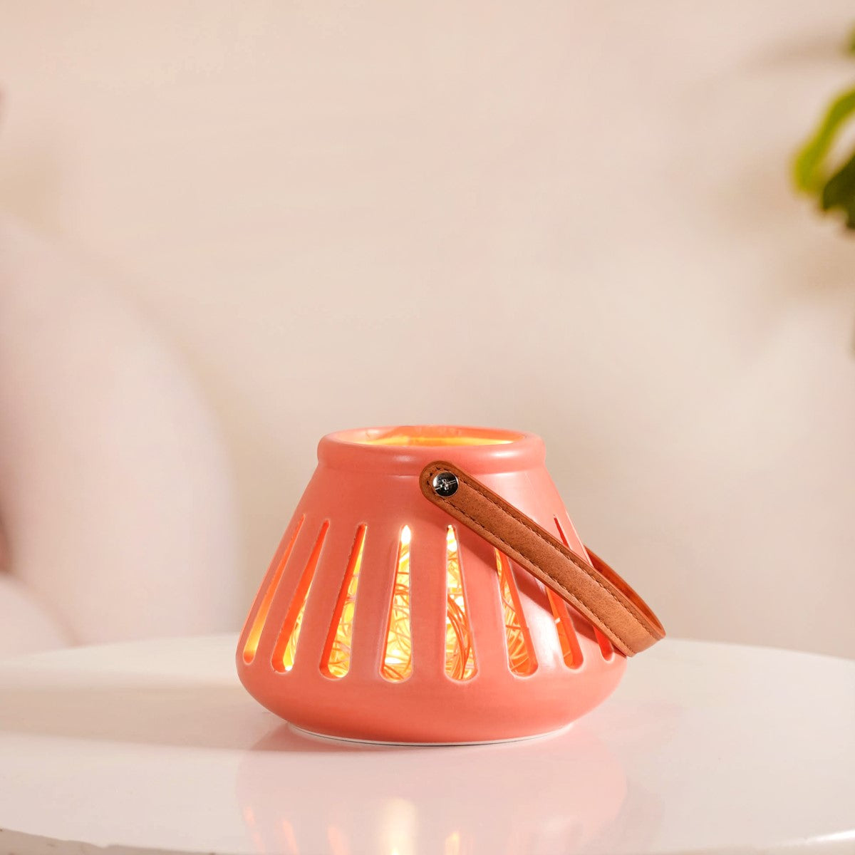 Decor Lantern Coral Red Set of 2