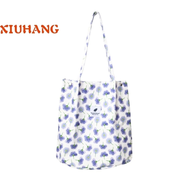 Women's Streetwear Solid Color Canvas Shopping Bags