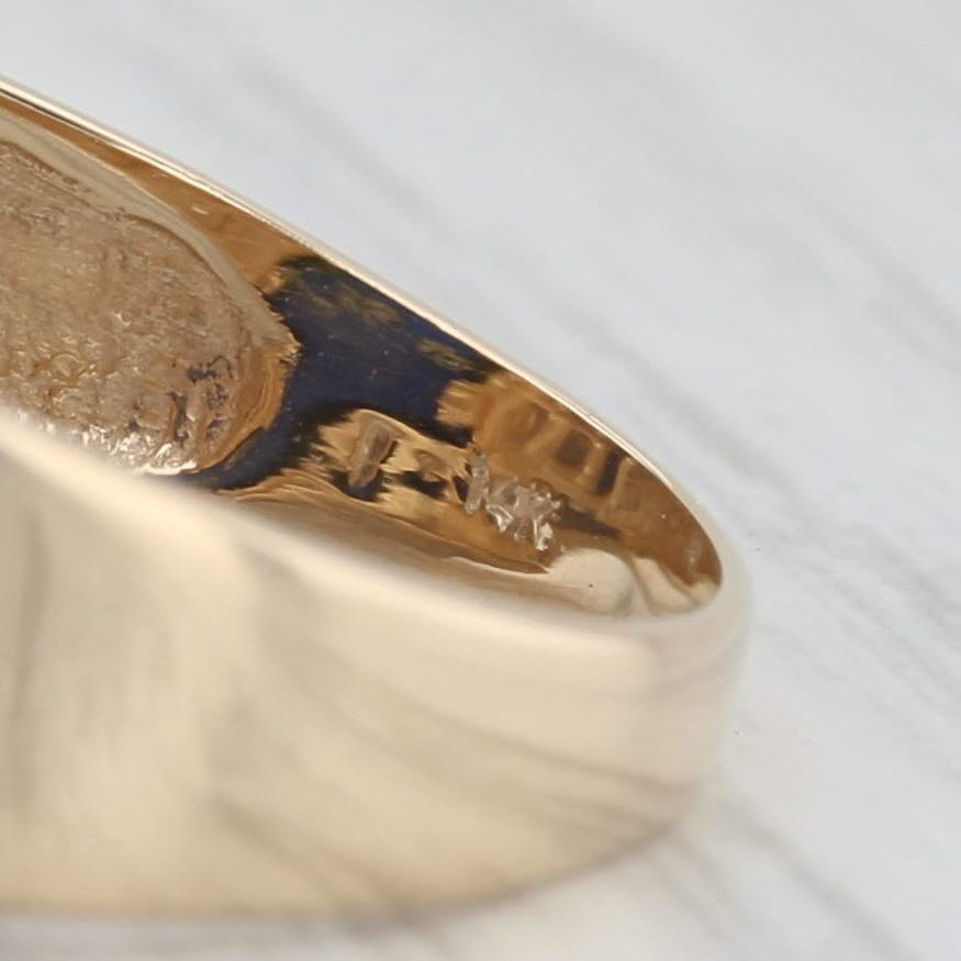 Lapis Lazuli Diamond Ring 14k Yellow Gold Size 11.75 Men's Vintage